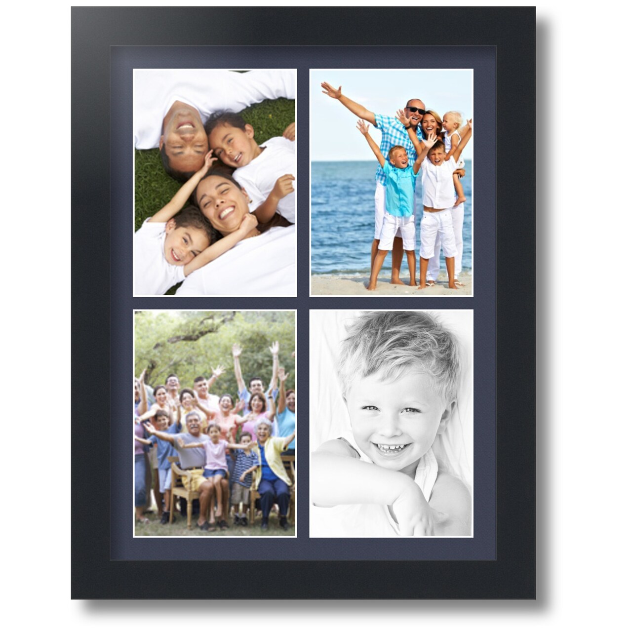 ArtToFrames Collage Photo Picture Frame with 4 - 5x7 inch Openings, Framed in Black with Over 62 Mat Color Options and Regular Glass (CSM-3926-2153)